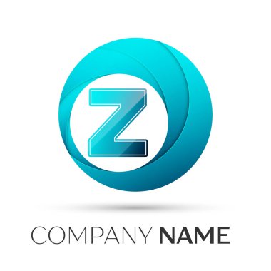 Z harfi vektör logo sembol gri arka plan üzerinde renkli daire içinde. Tasarımınız için vektör şablonu