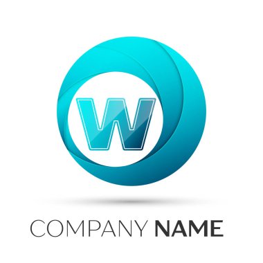 Harf W vektör logo sembol gri arka plan üzerinde renkli daire içinde. Tasarımınız için vektör şablonu