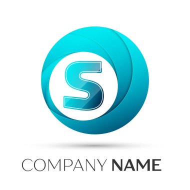 S harfi vektör logo sembol gri arka plan üzerinde renkli daire içinde. Tasarımınız için vektör şablonu
