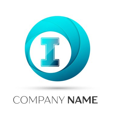 Gri arka plan üzerinde renkli daire içinde logo simge vektör mektup. Tasarımınız için vektör şablonu