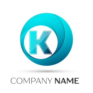 K harfi vektör logo sembol gri arka plan üzerinde renkli daire içinde. Tasarımınız için vektör şablonu