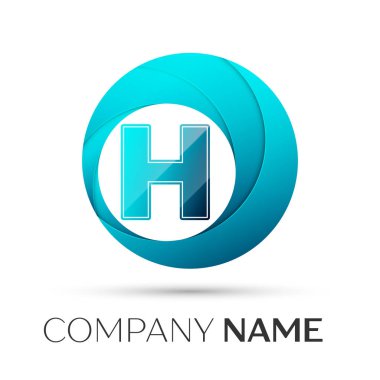 H harfi vektör logo sembol gri arka plan üzerinde renkli daire içinde. Tasarımınız için vektör şablonu