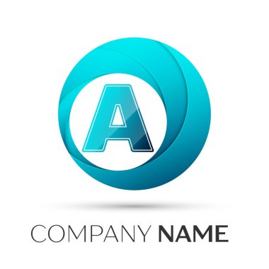 A harfi vektör logo sembol gri arka plan üzerinde renkli daire içinde. Tasarımınız için vektör şablonu