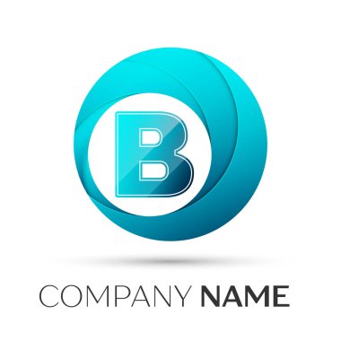B harfi vektör logo sembol gri arka plan üzerinde renkli daire içinde. Tasarımınız için vektör şablonu