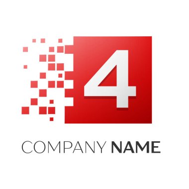 Dört numaralı vektör logosu simgesi beyaz arka plan üzerinde renkli meydanında. Tasarımınız için vektör şablonu