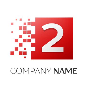 İki numaralı vektör logosu simgesi beyaz arka plan üzerinde renkli meydanında. Tasarımınız için vektör şablonu