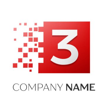 Üç numaralı vektör logosu simgesi beyaz arka plan üzerinde renkli meydanında. Tasarımınız için vektör şablonu