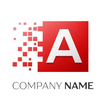 Paramparça bloklar beyaz arka plan üzerinde renkli kare bir vektör logo simge mektup. Tasarımınız için vektör şablonu