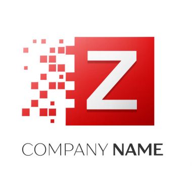 Z harfi vektör logo simge paramparça bloklar beyaz arka plan üzerinde renkli kare. Tasarımınız için vektör şablonu