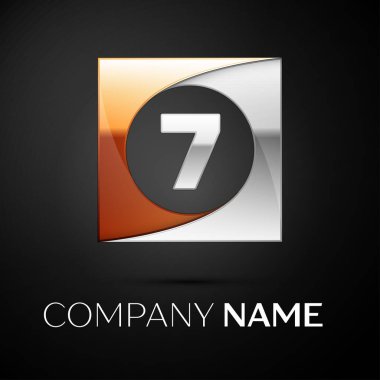 Yedi numaralı vektör logo sembol siyah arka plan üzerinde renkli meydanında. Tasarımınız için vektör şablonu