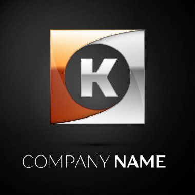 K harfi vektör logo sembol siyah arka plan üzerinde renkli meydanında. Tasarımınız için vektör şablonu