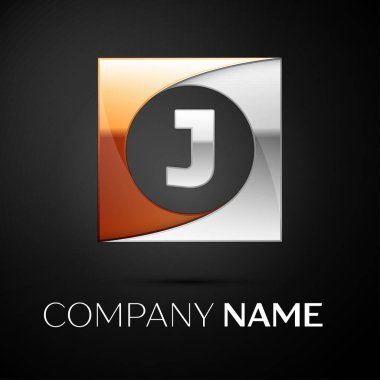 J harfi vektör logo sembol siyah arka plan üzerinde renkli meydanında. Tasarımınız için vektör şablonu