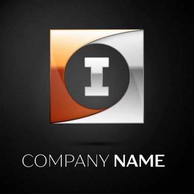Siyah arka plan üzerinde renkli kare logo simge vektör mektup. Tasarımınız için vektör şablonu