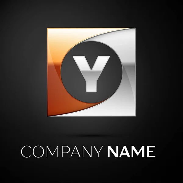 Символ векторного логотипа буквы Y в красочном квадрате на черном фоне. Векторный шаблон для Вашего дизайна — стоковый вектор