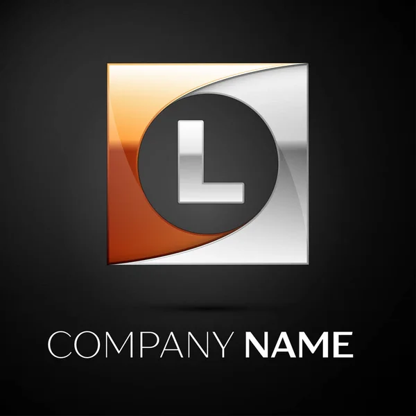Letter L vector logo symbool in het kleurrijke plein op zwarte achtergrond. Vector sjabloon voor uw ontwerp — Stockvector