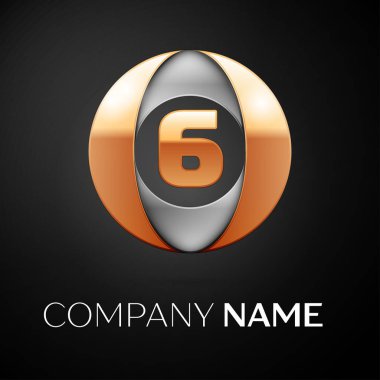 Altı numaralı vektör logo sembol siyah arka plan üzerinde renkli daire içinde. Tasarımınız için vektör şablonu