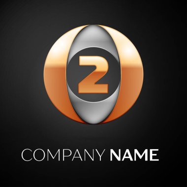 İki numaralı vektör logo sembol siyah arka plan üzerinde renkli daire içinde. Tasarımınız için vektör şablonu
