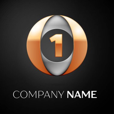 Bir numaralı vektör logo sembol siyah arka plan üzerinde renkli daire içinde. Tasarımınız için vektör şablonu