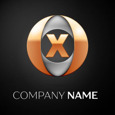Mektup X vektör logo sembol siyah arka plan üzerinde renkli daire içinde. Tasarımınız için vektör şablonu