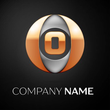 O harfi vektör logo sembol siyah arka plan üzerinde renkli daire içinde. Tasarımınız için vektör şablonu