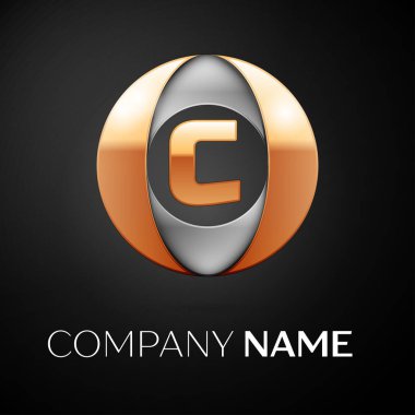 C harfi vektör logo sembol siyah arka plan üzerinde renkli daire içinde. Tasarımınız için vektör şablonu