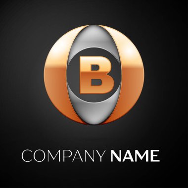 B harfi vektör logo sembol siyah arka plan üzerinde renkli daire içinde. Tasarımınız için vektör şablonu