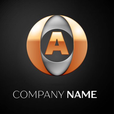 A harfi vektör logo sembol siyah arka plan üzerinde renkli daire içinde. Tasarımınız için vektör şablonu