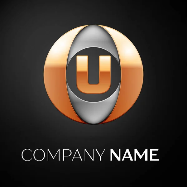 Letra símbolo do logotipo do vetor U no círculo colorido no fundo preto. Modelo de vetor para o seu projeto — Vetor de Stock