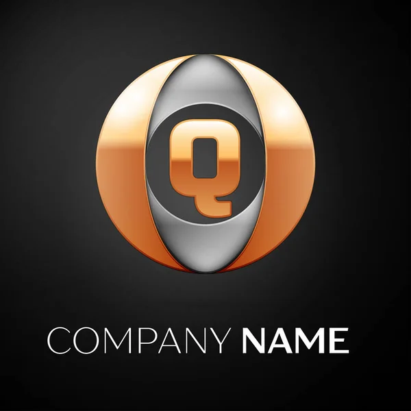 Letra Q símbolo del logotipo del vector en el círculo de colores sobre fondo negro. Plantilla vectorial para su diseño — Vector de stock