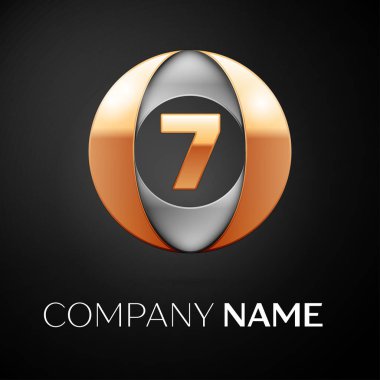 Yedi numaralı vektör logo sembol siyah arka plan üzerinde renkli daire içinde. Tasarımınız için vektör şablonu