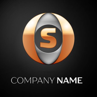 S harfi vektör logo sembol siyah arka plan üzerinde renkli daire içinde. Tasarımınız için vektör şablonu