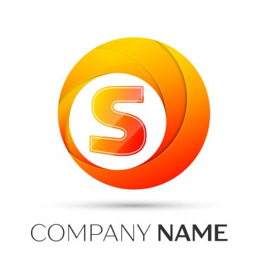 S harfi vektör logo sembol gri arka plan üzerinde renkli daire içinde. Tasarımınız için vektör şablonu