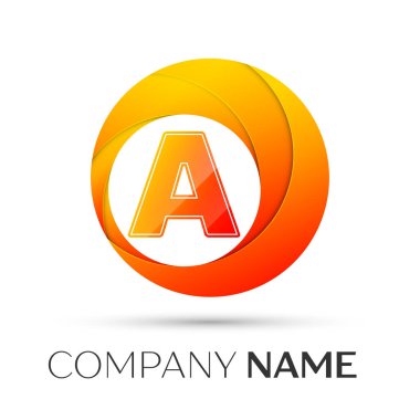 A harfi vektör logo sembol gri arka plan üzerinde renkli daire içinde. Tasarımınız için vektör şablonu