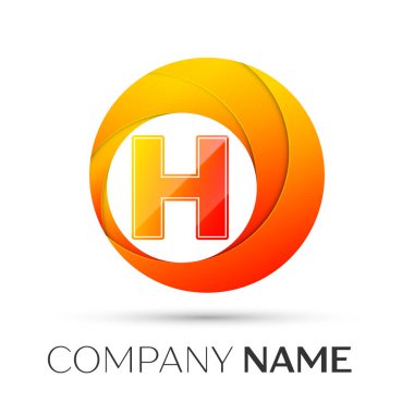 H harfi vektör logo sembol gri arka plan üzerinde renkli daire içinde. Tasarımınız için vektör şablonu
