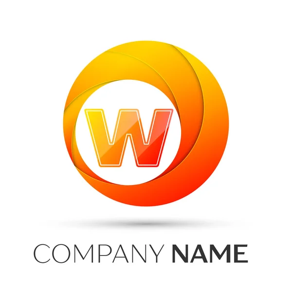 Lettera W simbolo del logo vettoriale nel cerchio colorato su sfondo grigio. Modello vettoriale per il tuo design — Vettoriale Stock