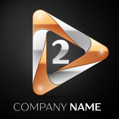 İki numaralı vektör logo sembol siyah arka plan üzerinde renkli üçgen içinde. Tasarımınız için vektör şablonu