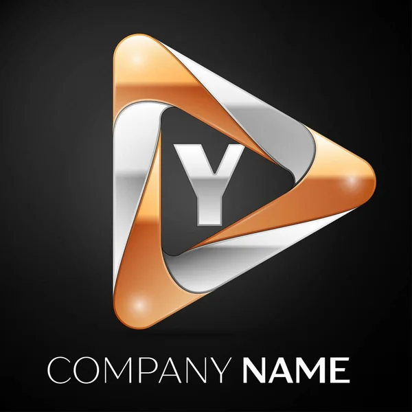 Знак векторного логотипа буквы Y в красочном треугольнике на черном фоне. Векторный шаблон для Вашего дизайна — стоковый вектор