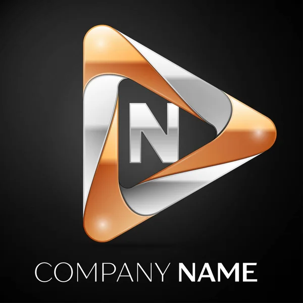 Litera N symbol wektor logo w kolorowy Trójkąt na czarnym tle. Wektor szablon dla Twojego projektu — Wektor stockowy