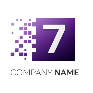 Yedi numaralı vektör logosu simgesi beyaz arka plan üzerinde renkli meydanında. Tasarımınız için vektör şablonu