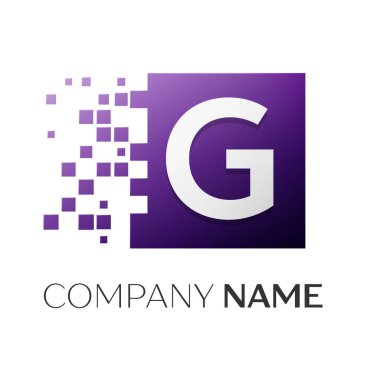 G harfi vektör logo simge paramparça bloklar beyaz arka plan üzerinde renkli kare. Tasarımınız için vektör şablonu