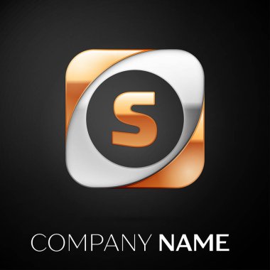 S harfi vektör logo sembol siyah arka plan üzerinde renkli meydanında. Tasarımınız için vektör şablonu