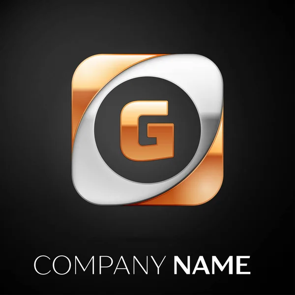 Carta G símbolo do logotipo do vetor no quadrado colorido no fundo preto. Modelo de vetor para o seu projeto — Vetor de Stock