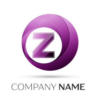 Z harfi vektör logo sembol gri arka plan üzerinde renkli daire içinde. Tasarımınız için vektör şablonu