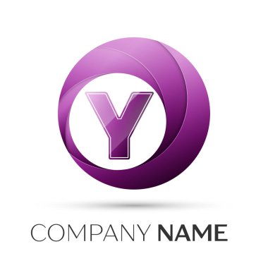 Y harfi vektör logo sembol gri arka plan üzerinde renkli daire içinde. Tasarımınız için vektör şablonu