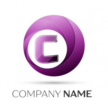 C harfi vektör logo sembol gri arka plan üzerinde renkli daire içinde. Tasarımınız için vektör şablonu