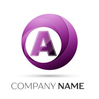 A harfi vektör logo sembol gri arka plan üzerinde renkli daire içinde. Tasarımınız için vektör şablonu