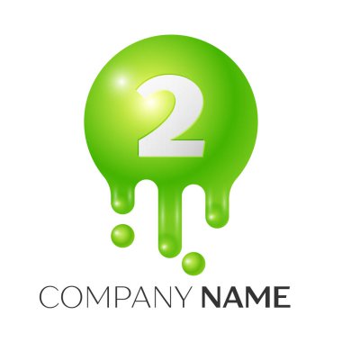 İki numaralı sıçrama logosunu görmeniz gerekir. Yeşil noktalar ve kabarcıklar numara tasarım gri arka plan üzerinde. Vektör çizim