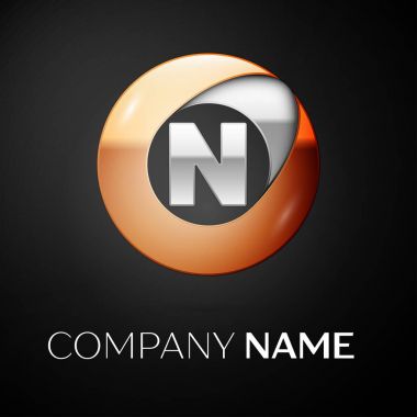 N harfi vektör logo sembol siyah arka plan üzerinde renkli daire içinde. Tasarımınız için vektör şablonu