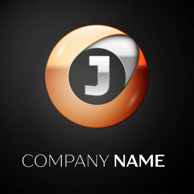 J harfi vektör logo sembol siyah arka plan üzerinde renkli daire içinde. Tasarımınız için vektör şablonu