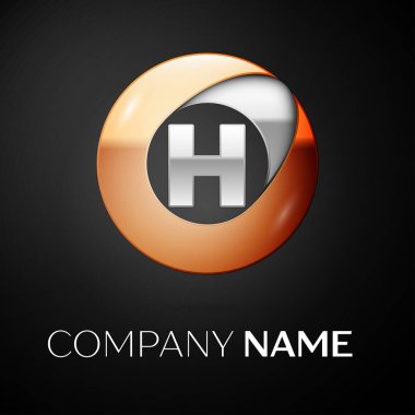 H harfi vektör logo sembol siyah arka plan üzerinde renkli daire içinde. Tasarımınız için vektör şablonu